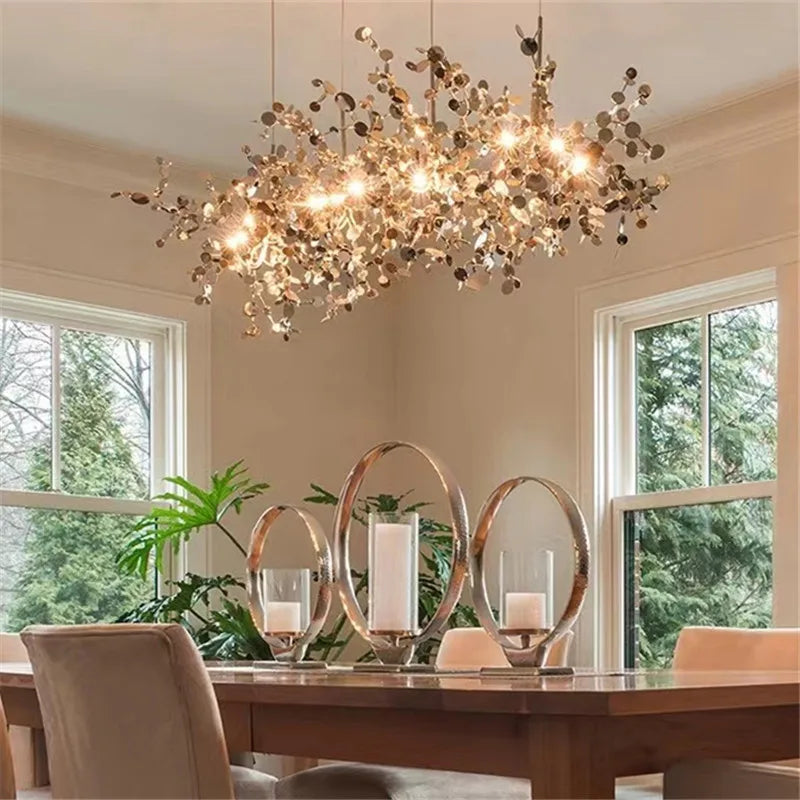 Chrome Leaf Ceiling Chandelier