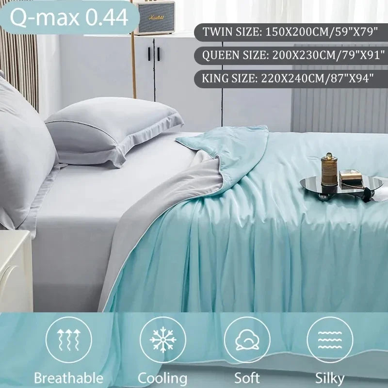 DecorBites™ Double-Sided Cooling Queen Quilt: Silky Smooth Summer Comforter