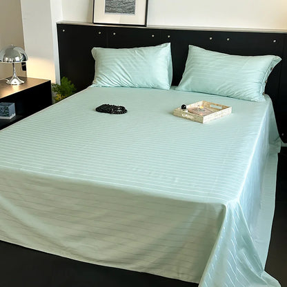 DecorBites™ Luxe Cotton Satin Stripe Bed Sheet Set with 2 Pillowcase