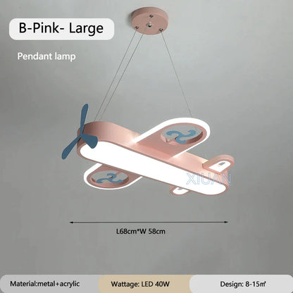 DecorBites™ Kids Airplane Pendant Lights Wood Metal Sconces Nursery School LED