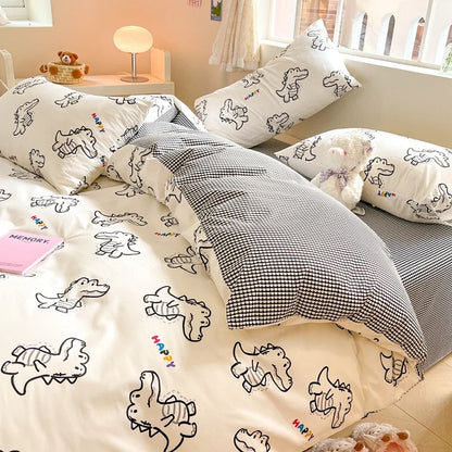 DecorBites™ Cotton Floral Print Bedding Set: Comfortable Sleep Quilt Cover & Fitted Sheet in All Seasons