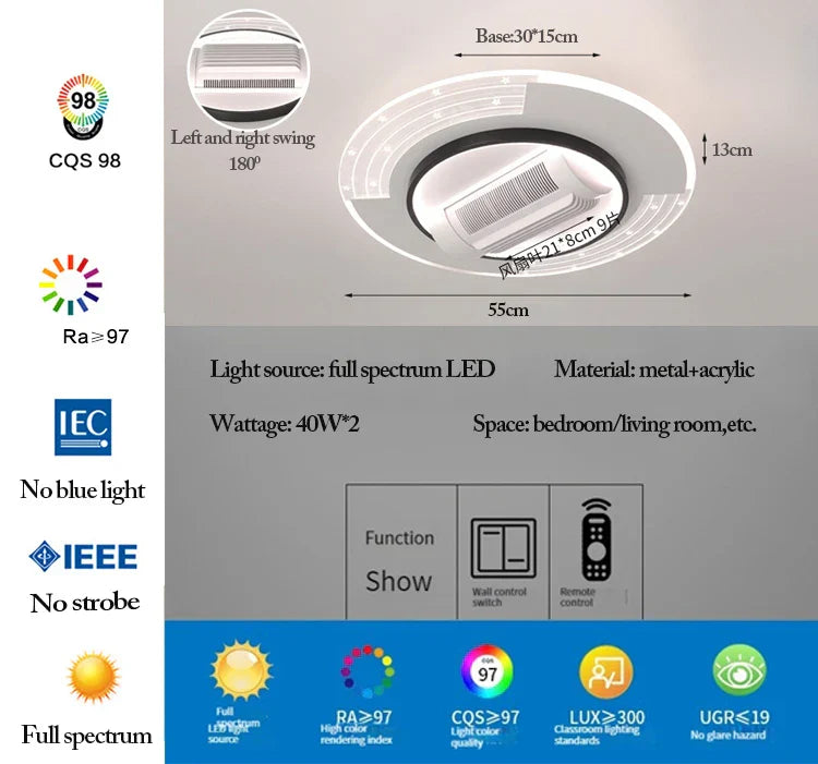 Dimmable Bladeless Ceiling Fan