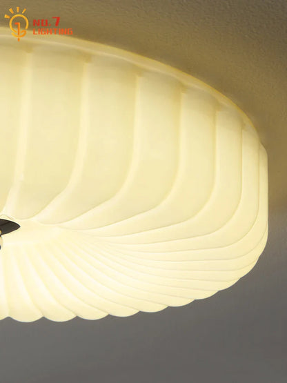DecorBites™ Cream Wind LED Glass Ceiling Lamp: French Design for Bedroom, Study, Balcony, Cafe