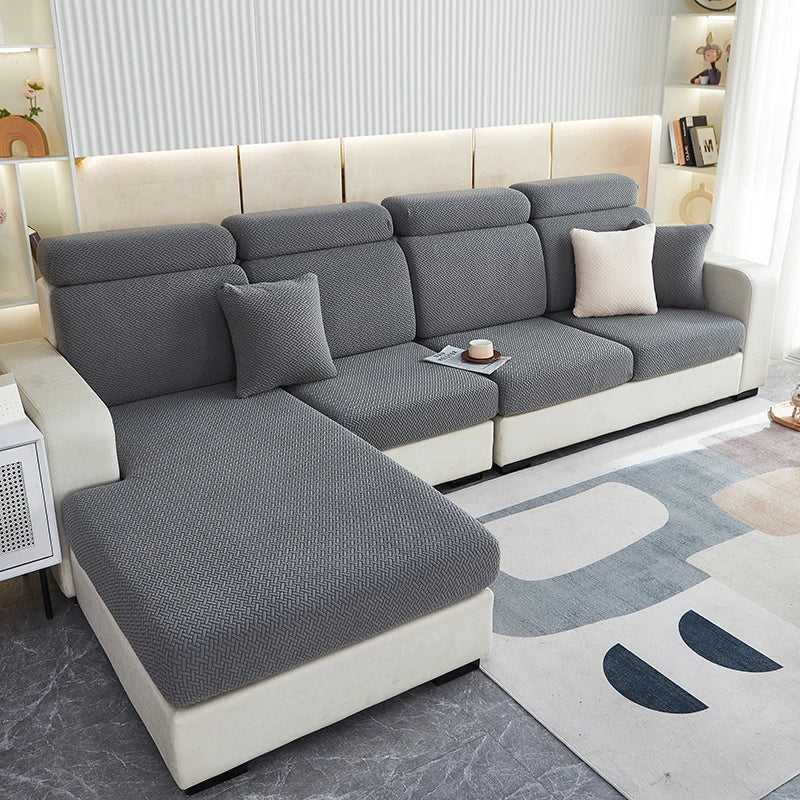 DecorBites™ Jacquard Velvet Sofa Cover - Polar Fleece Stretch Slipcovers