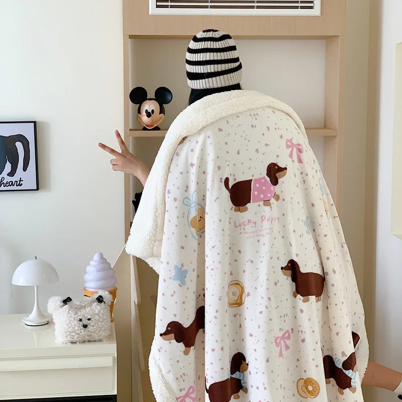 Coral Velvet Cartoon Blanket