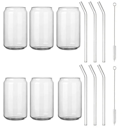 DecorBites™ Glass Drink Cup with Bamboo Lid - High Borosilicate Glass Tea Juice Coffee Mug