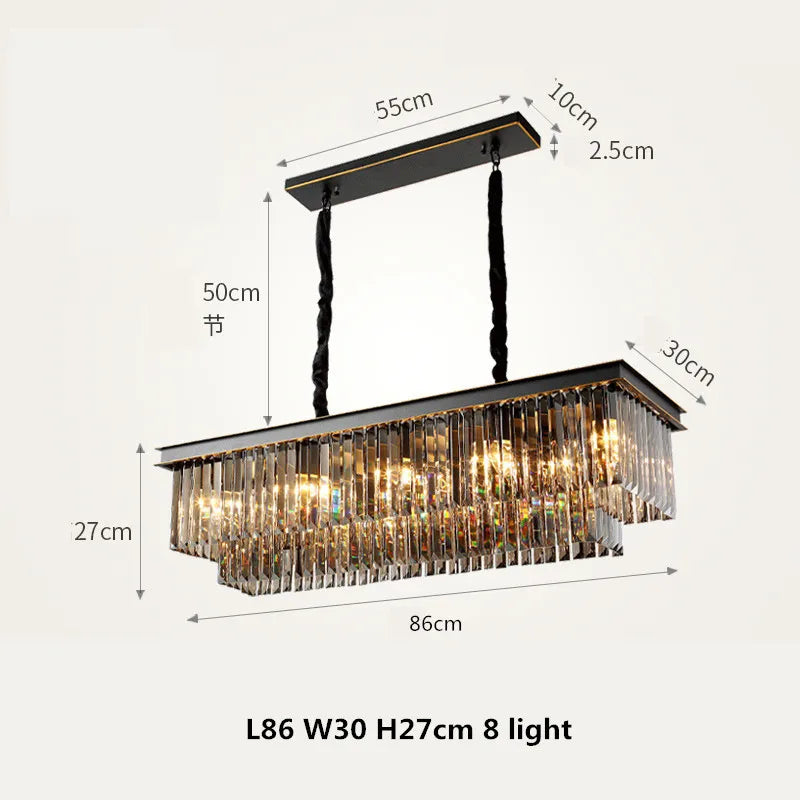 DecorBites™ Gold Black Metal LED Pendant Lights with Crystal Suspension and Chain Hangings