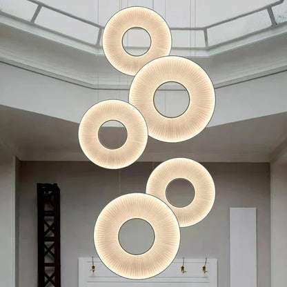 DecorBites™ Dix Heures Round Fabric LED Pendant Light for Parlor, Hotel, and Dining Room