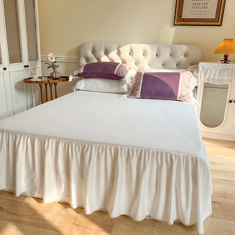 Cotton Ruffle Bedding Set Pleated 2M Bed Skirt