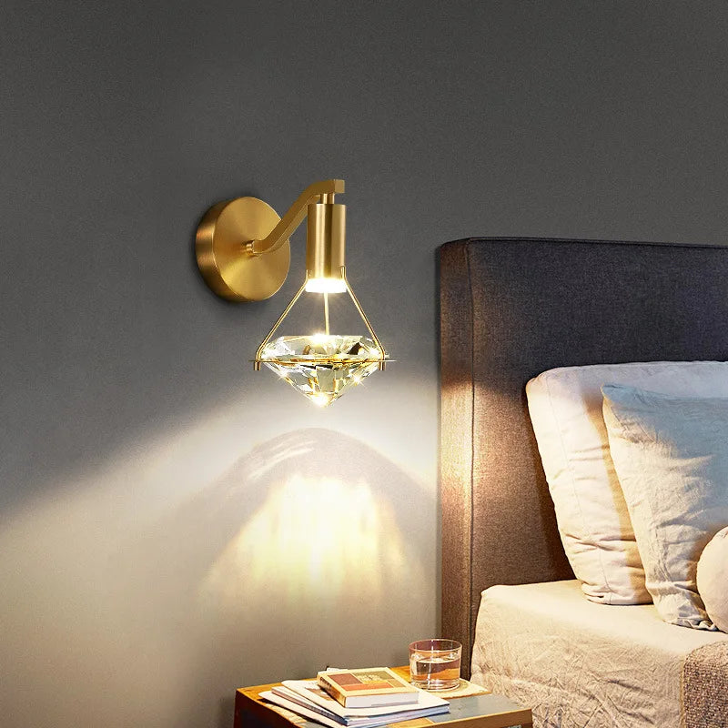 DecorBites™ Crystal Diamond Wall Lamp: Modern Nordic Luxury Lighting for Bedroom & Living Room