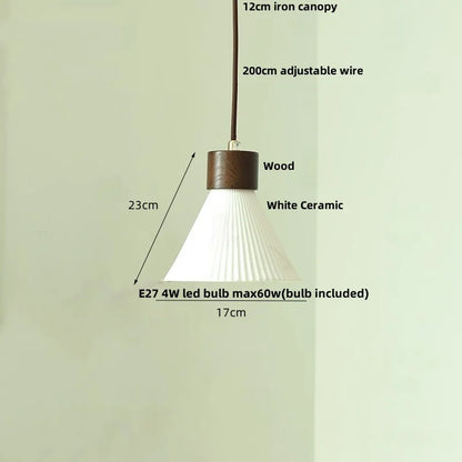 DecorBites™ Japan Style Wood LED Pendant Light Fixture Clear Glass Adjustable Hanging Lamp