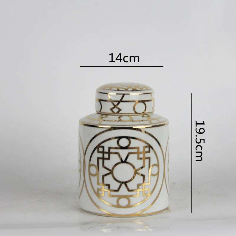 Gold Ceramic Cylinder Vase