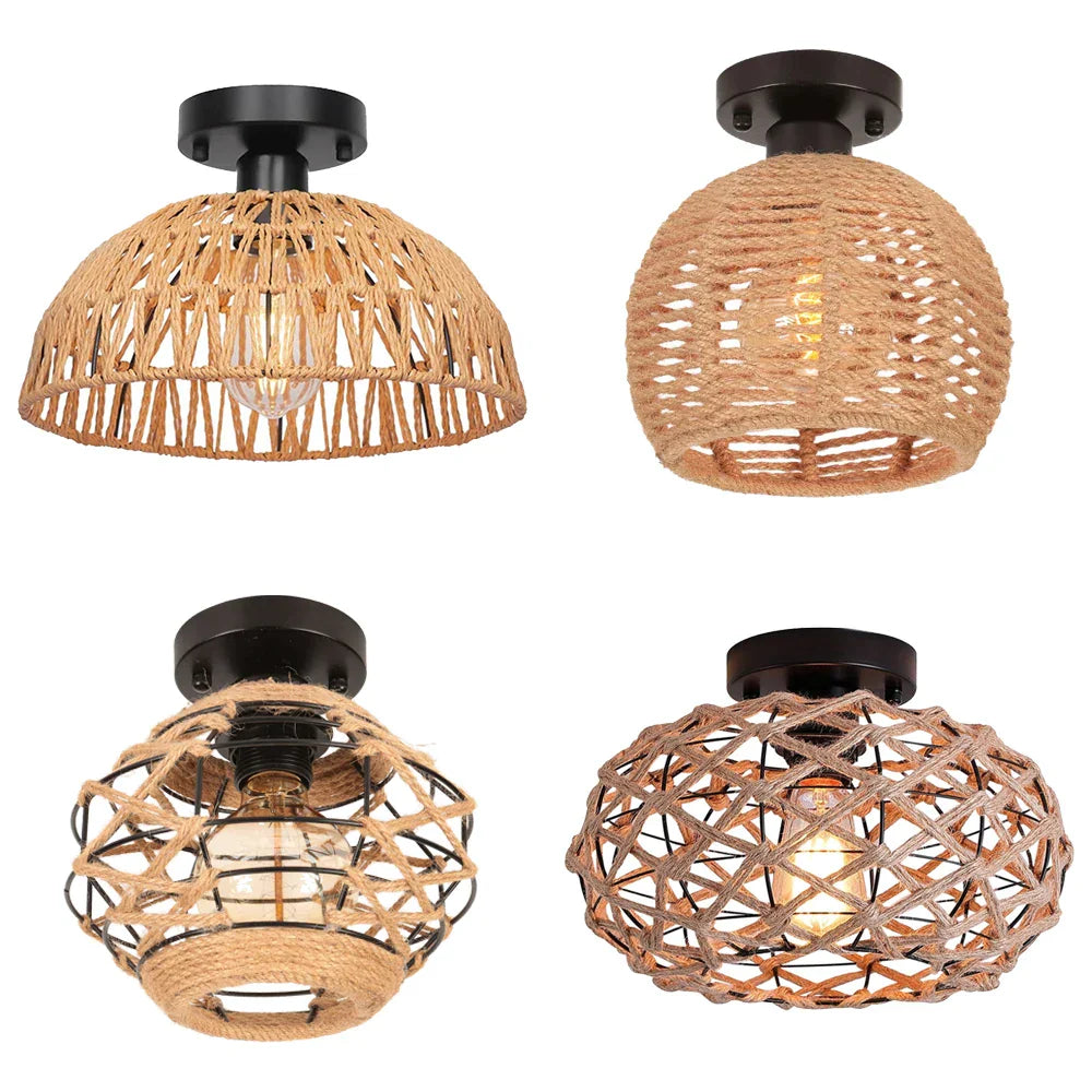 DecorBites™ Hemp Rope Ceiling Chandelier for Bedroom Living Room Kitchen LED