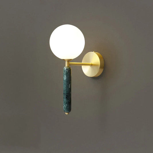 DecorBites™ Italian Green Marble Glass Ball Wall Lamp for Hotel Restaurant Decor