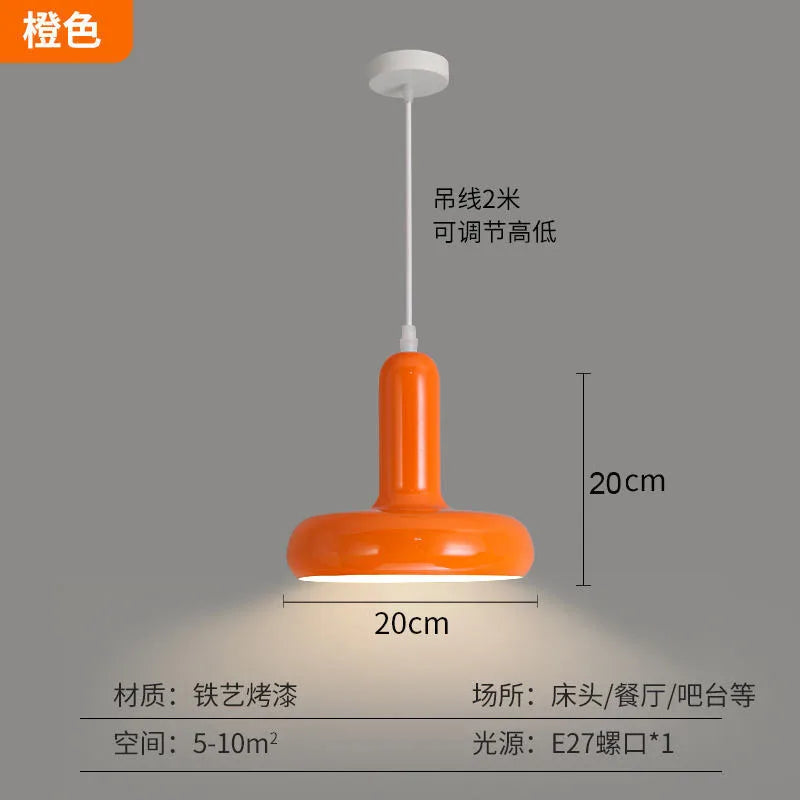 Nordic Cream Mushroom Pendant Light in Painted Aluminum