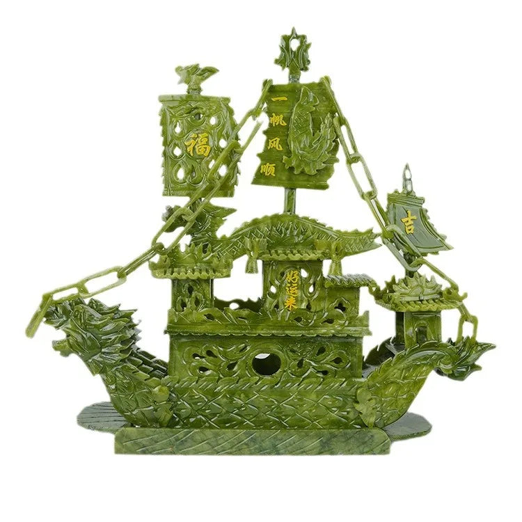 Resin Jade Dragon Boat Ornament
