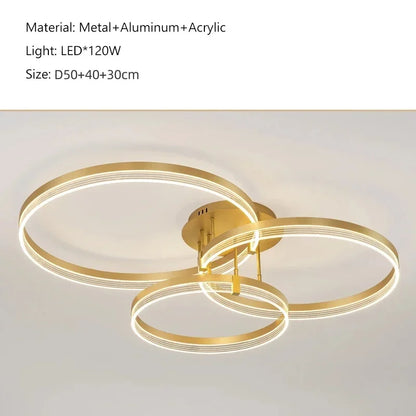 DecorBites™ Acrylic Round Ring Ceiling Light LED Chandelier Modern Minimalism for Living Room and Kitchen