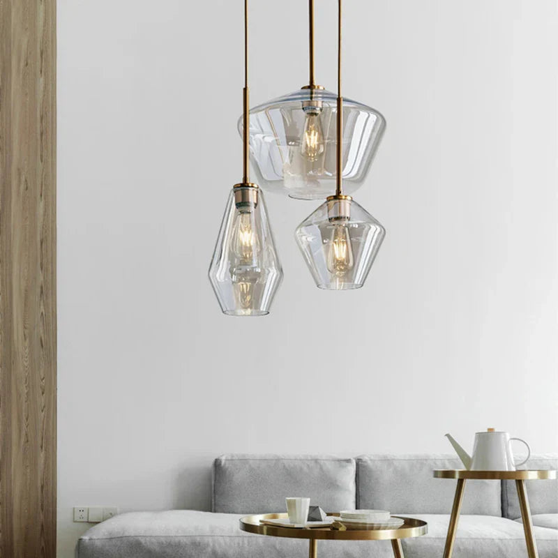 DecorBites™ Gray Amber Glass Pendant Lamp for Home and Office Lighting