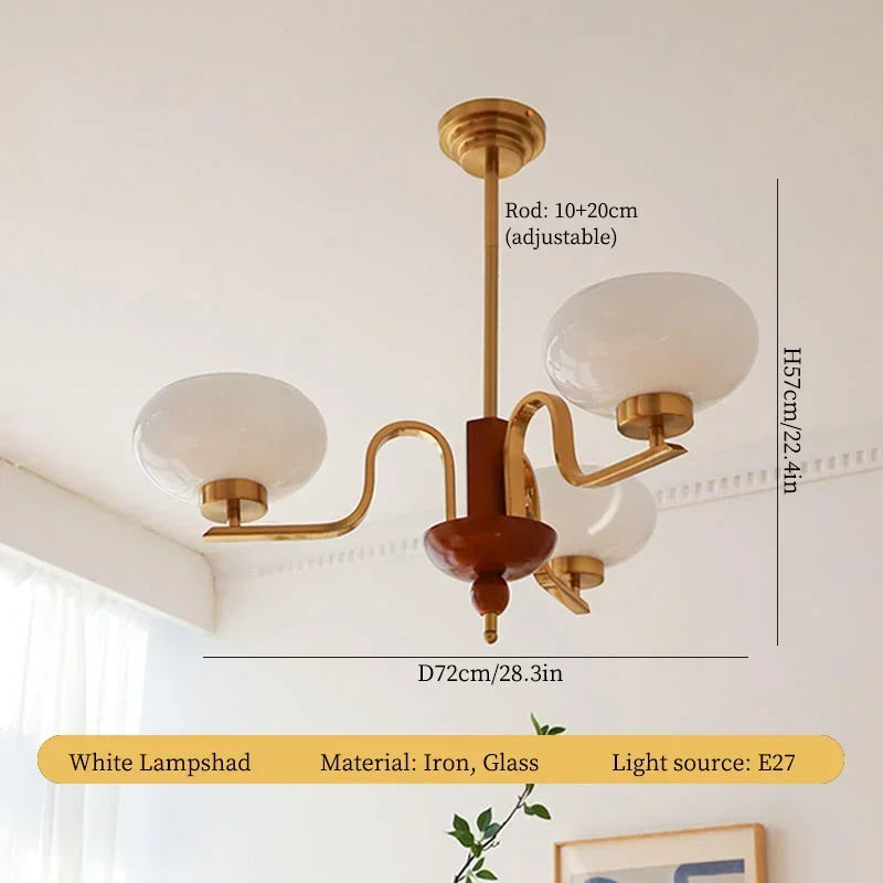 DecorBites™ Cream Glass Pendant Chandelier for Home Decor