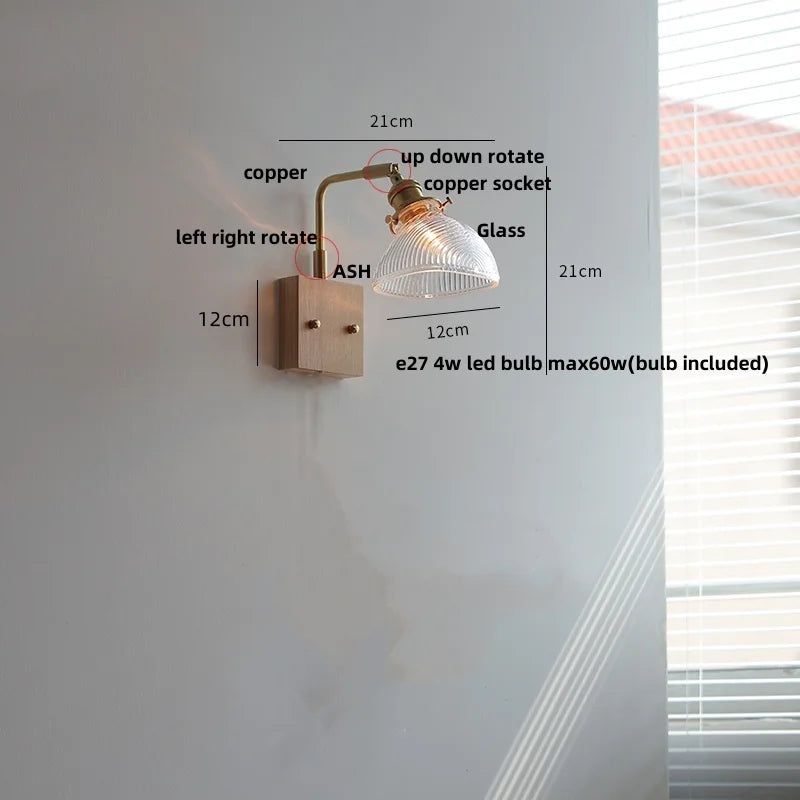 Brass Walnut Wall Sconce