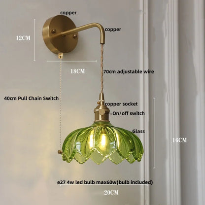 DecorBites™ Green Glass Knob Switch LED Wall Lights for Kitchen, Bedroom, Living Room