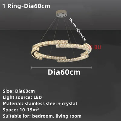 DecorBites™ Crystal Ceiling Chandelier, Stainless Steel Mirror Led Indoor Lighting