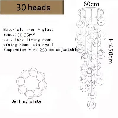 Contemporary LED Staircase Chandelier