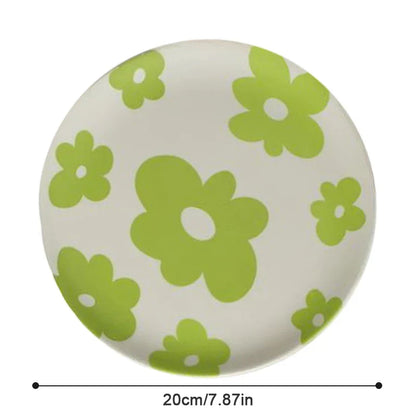 DecorBites™ Korean Style Round Bamboo Fiber Dining Plate for Desserts, Fruits, and Cakes