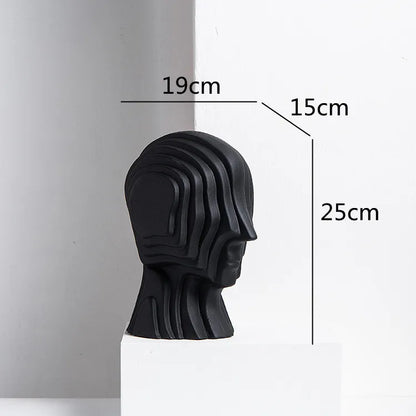 DecorBites™ Geometric Ceramic Head Sculpture | Golden Alien Figurine