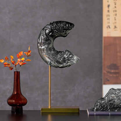 DecorBites™ Crescent Moon Resin Relief Ornament Gradient Jade Pendant