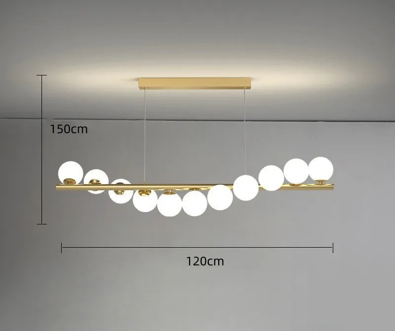 DecorBites™ Glass Ball Gold Chandelier: Nordic Style Dining Room Kitchen Lighting