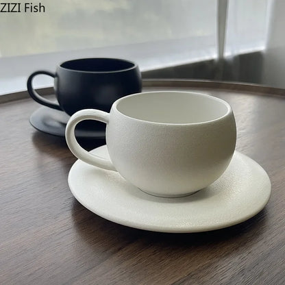 DecorBites™ Frosted 250ml Ceramic Cup & Saucer Set for Coffee, Tea, Juice
