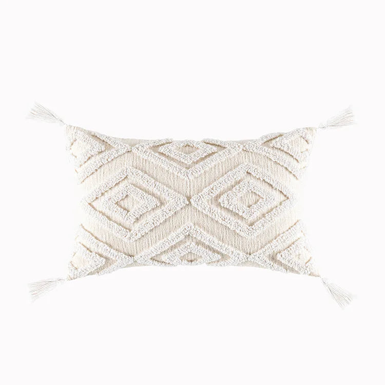 DecorBites™ Geometric Waves Tufted Pillow Covers with Embroidered Tassels