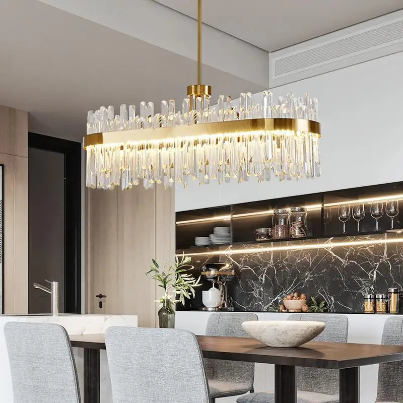 DecorBites™ Gold Round Crystal Pendant Light Chandelier for Bedroom and Living Room