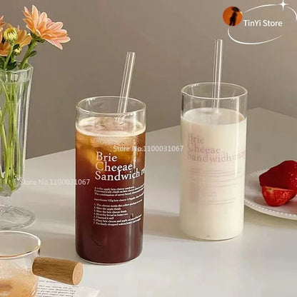 DecorBites™ Korean Glass Cups - 350ml Heat-resistant Drinking Glasses for Coffee, Tea, Milk, Beer, Water