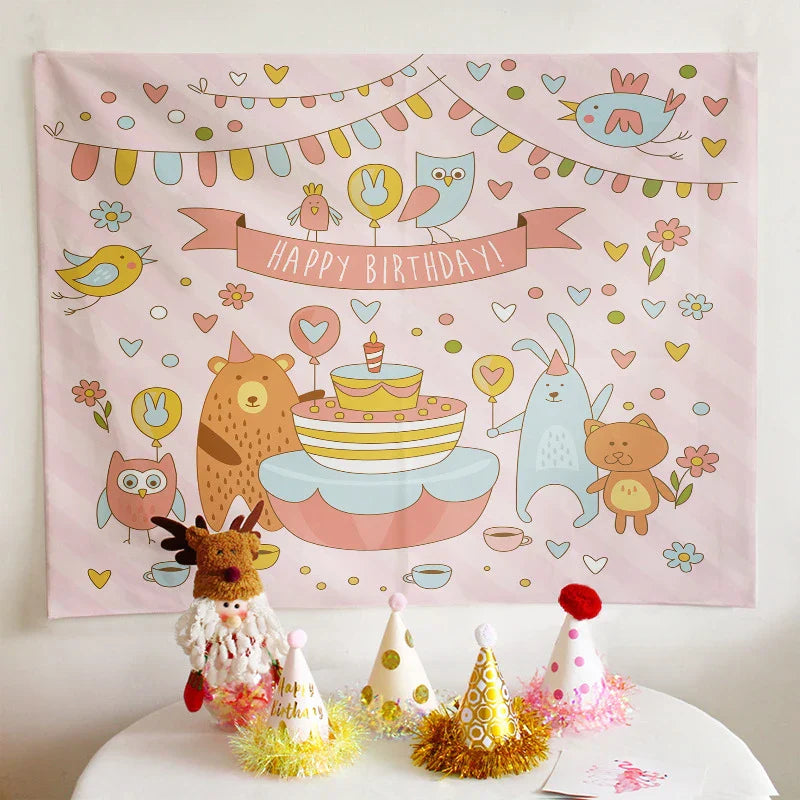 DecorBites™ Birthday Wall Tapestry Decoration Party Bedroom Hanging Cloth