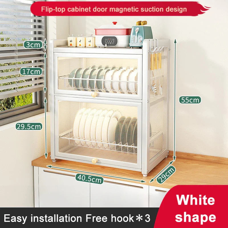 DecorBites™ Double-layer Kitchen Dish Drying Rack with Chopstick Cage and Tableware Basket