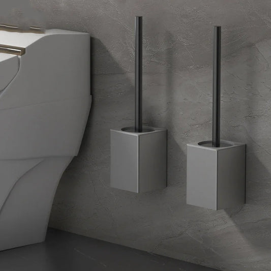 DecorBites™ Black Aluminum Toilet Brush Holder Set with Scrub Brush