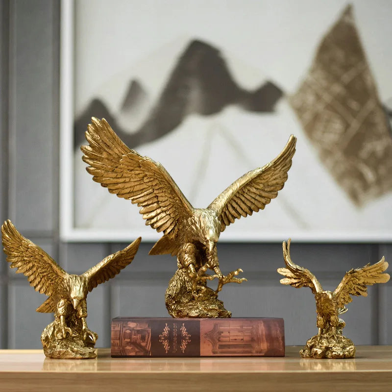 Gold Eagle Resin Sculpture Figurine Decor