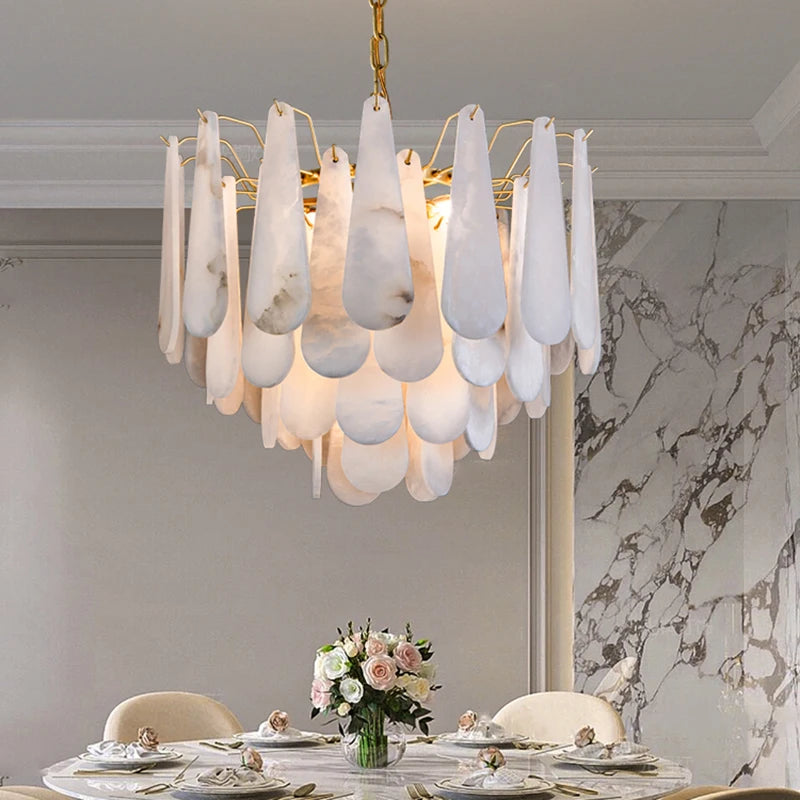 Copper Marble Pendant Light With E14 LED Bulb