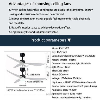 DecorBites™ 52" Plastic Blade Ceiling Fan with Remote Control for Bedroom