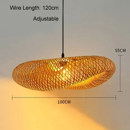 DecorBites™ Bamboo Pendant Light Hand Woven LED Chandelier for Home Decor