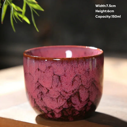 DecorBites™ Japanese Kiln Transformation Ceramic Tea Cup Espresso Coffee Mug Pottery Kung Fu Teacup