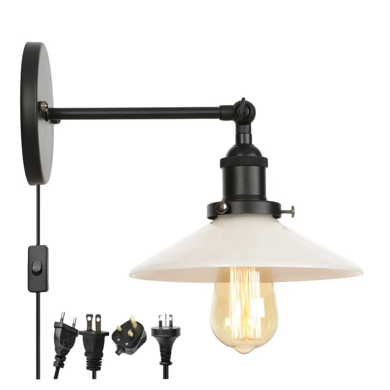 DecorBites™ LED Wall Lights: Industrial Style Bedside Lamp for Kitchen, Reading, Cafe - White Class