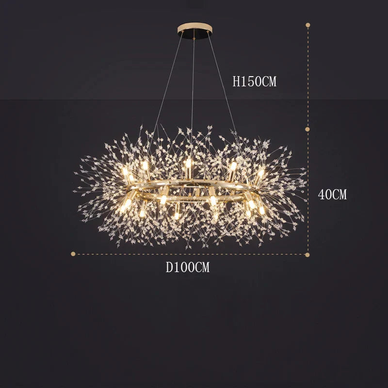Gold Sculptural LED Chandelier 20-Head Artistic