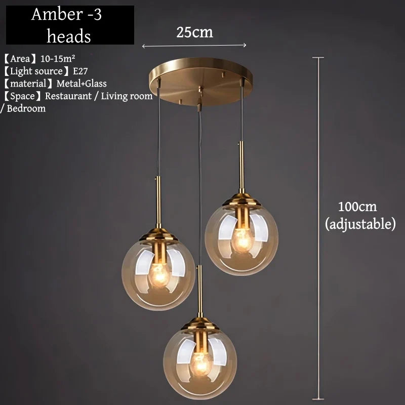 Nordic Glass Pendant Light With Polished Steel Finish