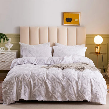 DecorBites™ Geometric Cut Flowers Bedding Set: Queen King Size Duvet Cover Pillowcases