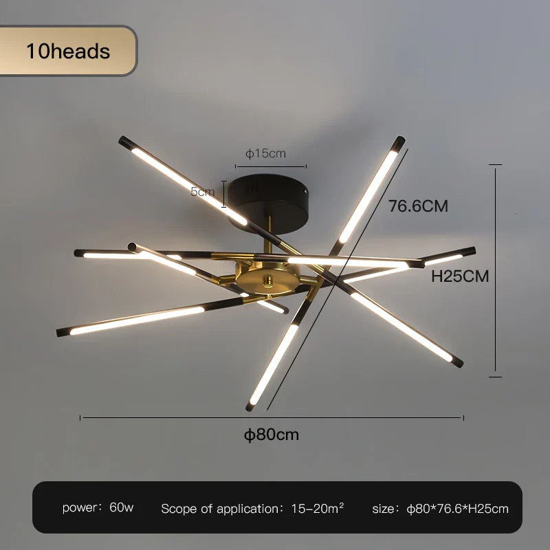 Gold LED Ceiling Chandelier 12-Head Dimmable