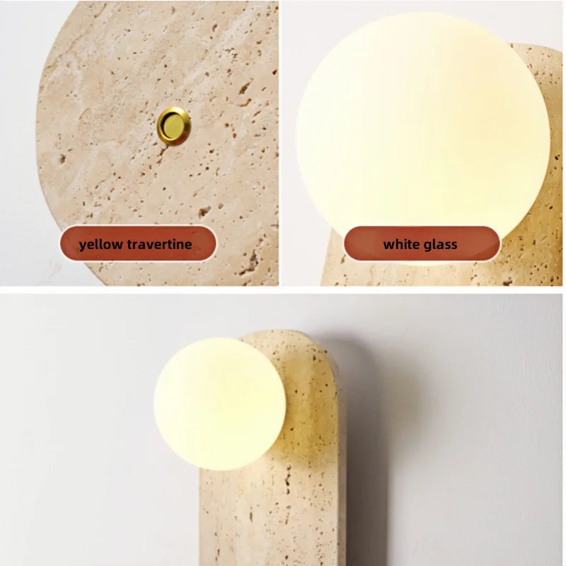 Travertine Glass Wall Light