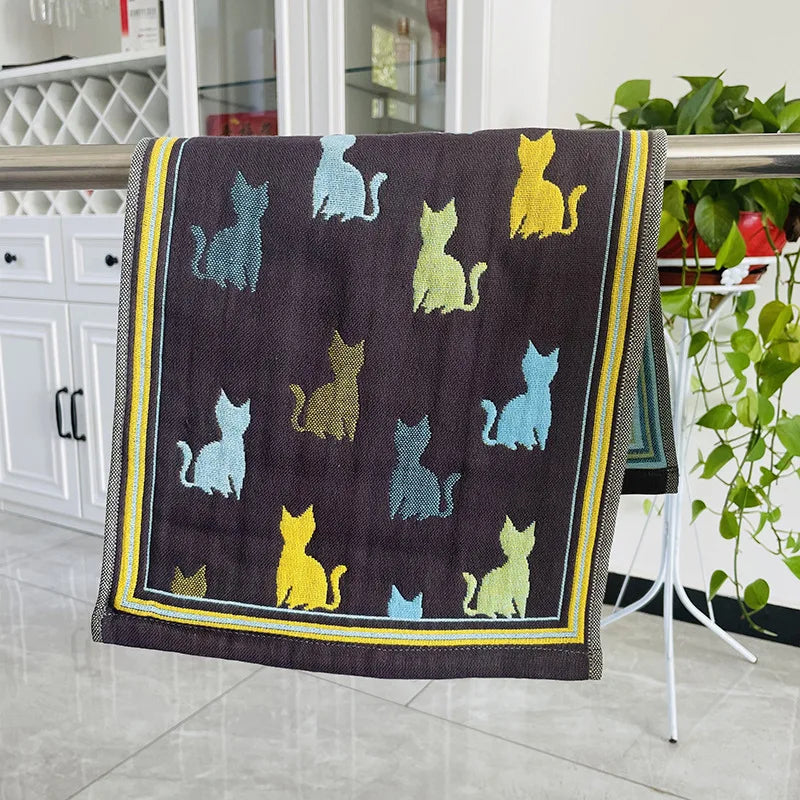 Cat Print Face Towels